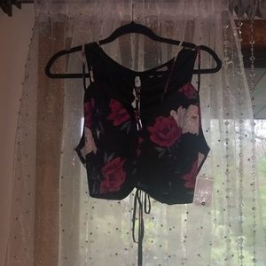 Lace back floral top